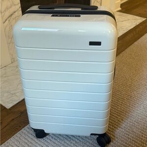 Brand new AWAY “The Carry On” luggage in salt white (gloss)